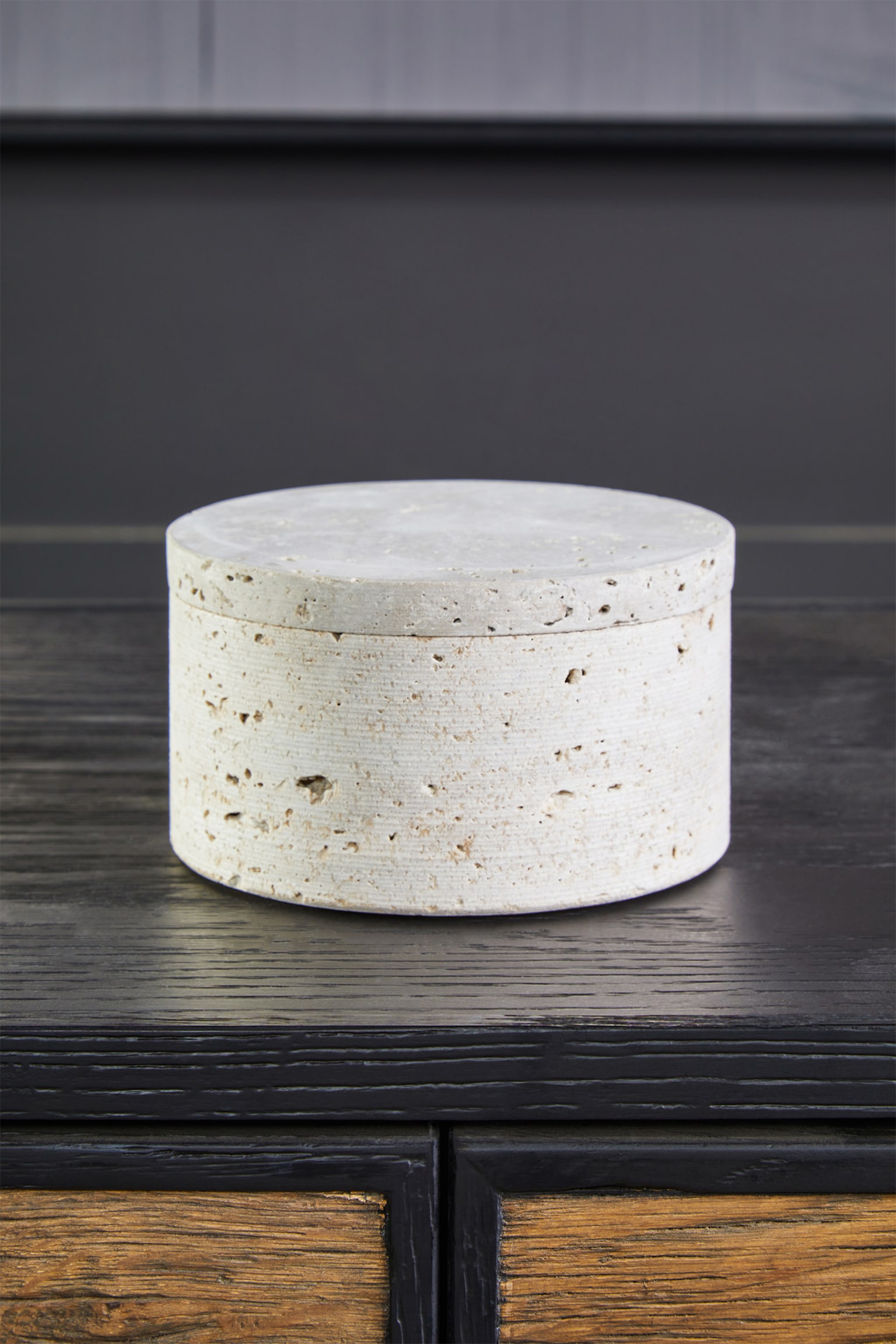 Tibor Travertine Round Trinket Box - Natural - 2