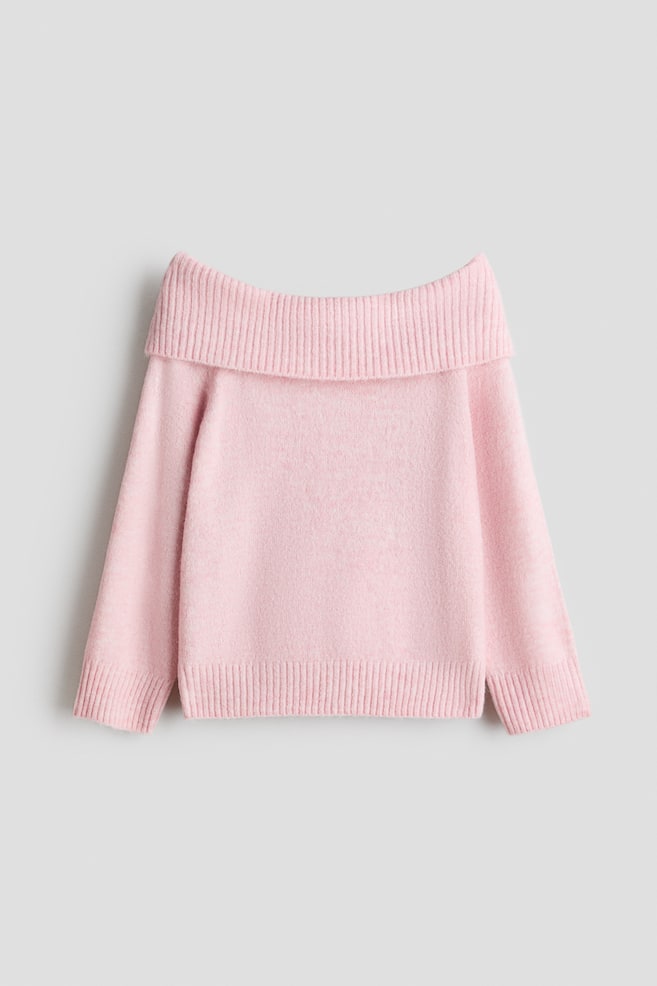 Off-the-Shoulder Sweater - Light pink - 1