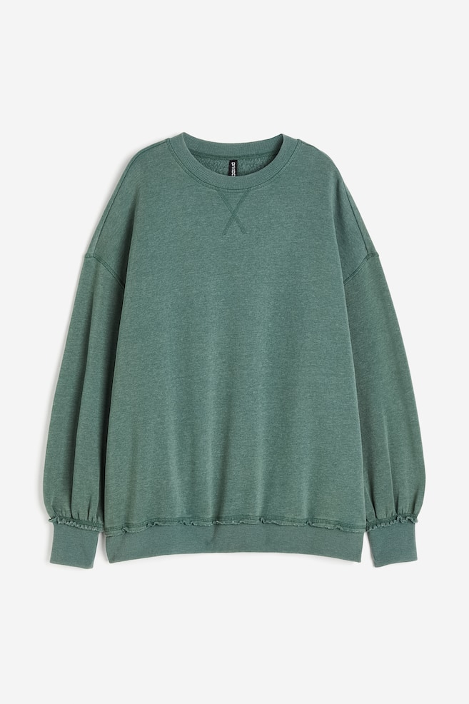 Oversized sweatshirt - Grønnmelert/Sort/Lys gråbeige/Batikkmønstret/Grå - 2