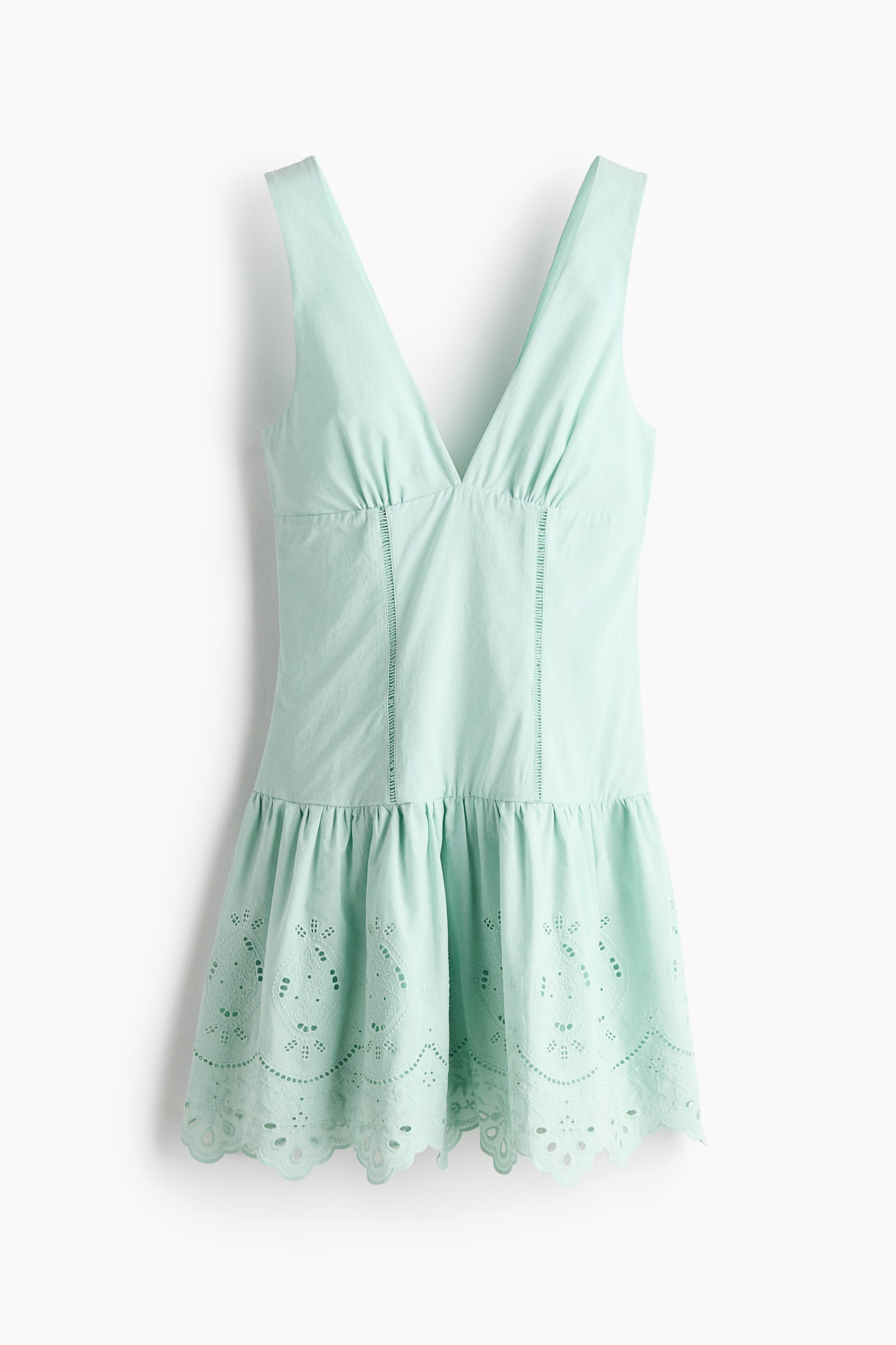 Eyelet-Embroidered Dress with Flared Skirt