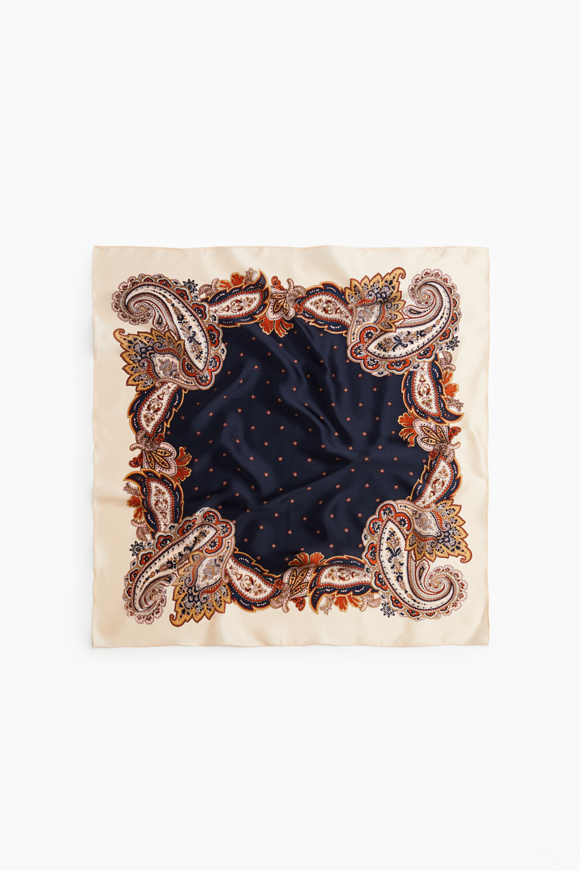 Printed Silk Scarf - Light beige/paisley pattern/Khaki green/paisley/Navy blue/knots/Navy blue/green