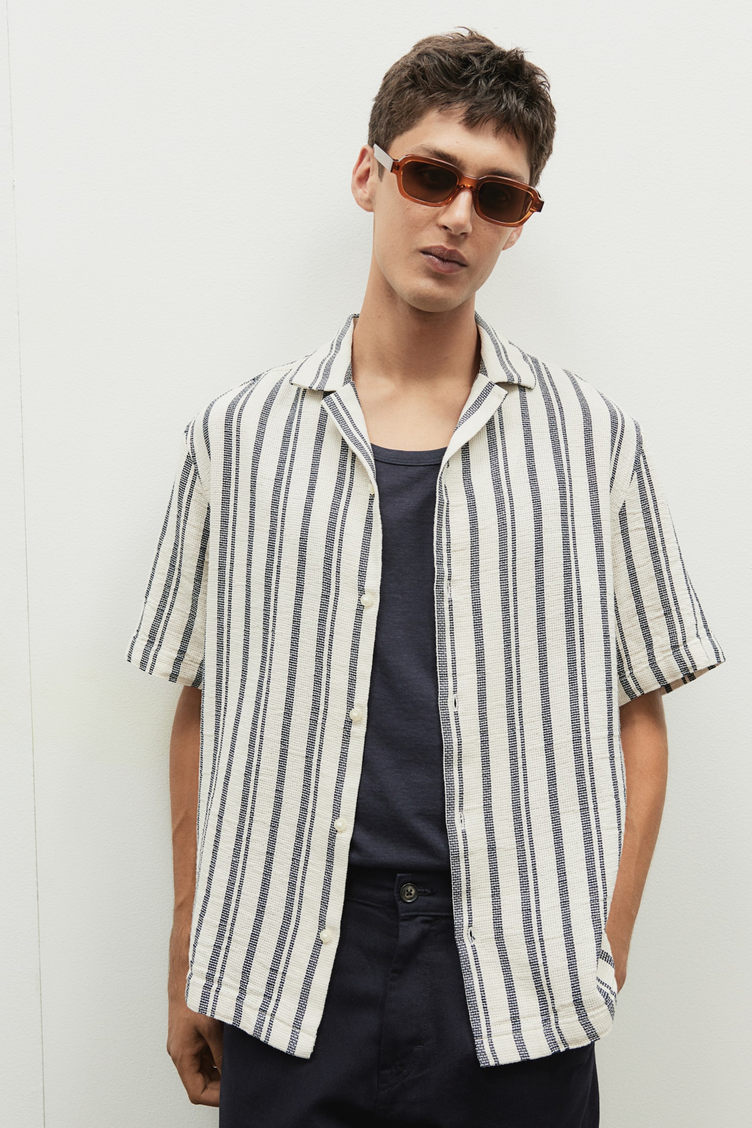 Regular Fit Resort Shirt - Beige/Black stripe/Beige/Green stripe - 5