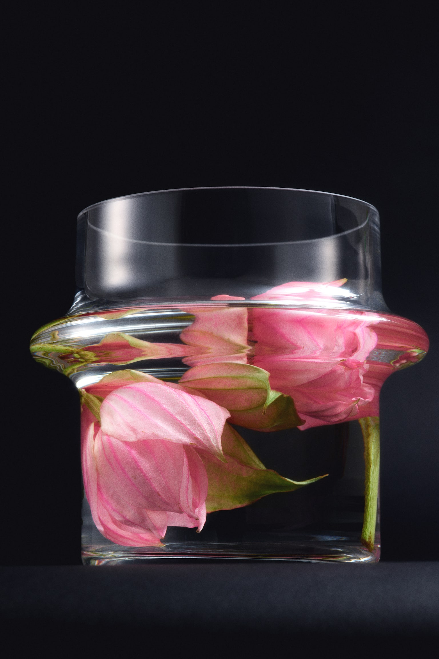 Ampio vaso in vetro a strati - Trasparente/Rosa - 3