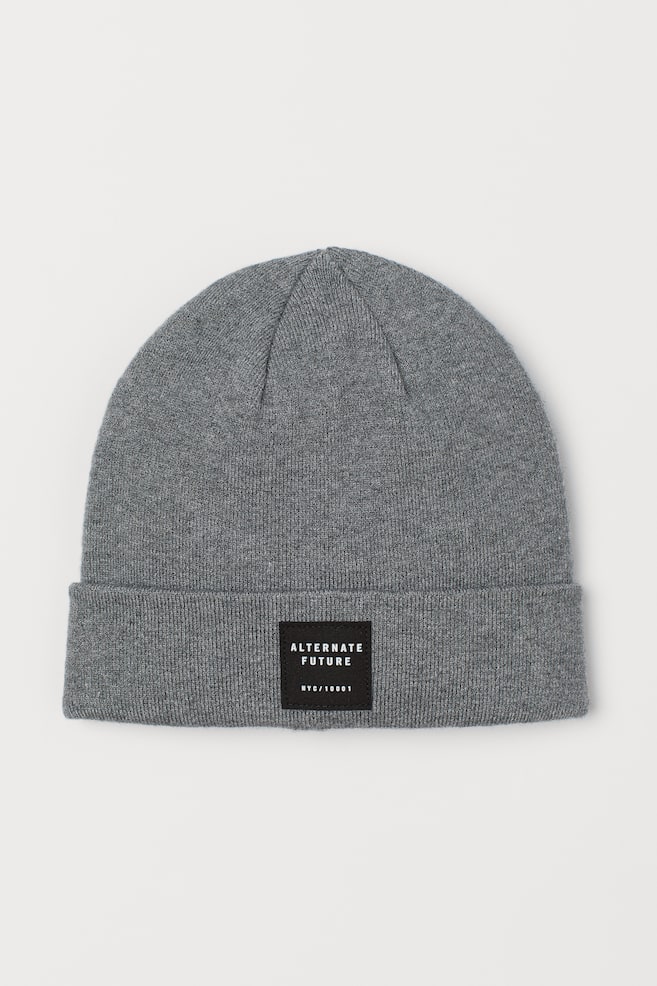 Fine-knit hat - Grey marl/Black/Dark beige - 5