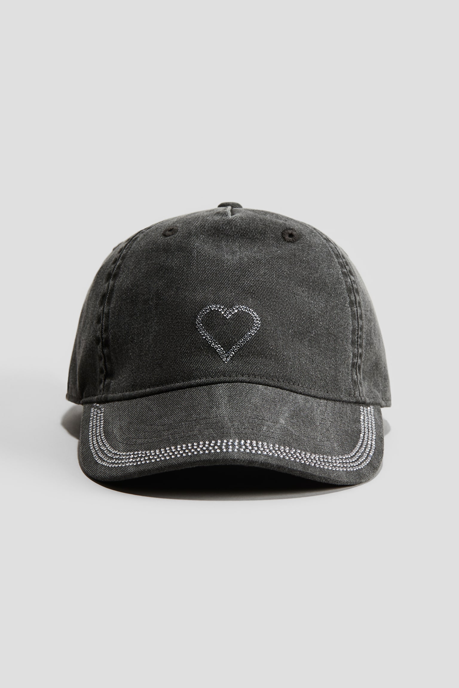 Rhinestone-embellished cap - Dark grey/Heart - 1