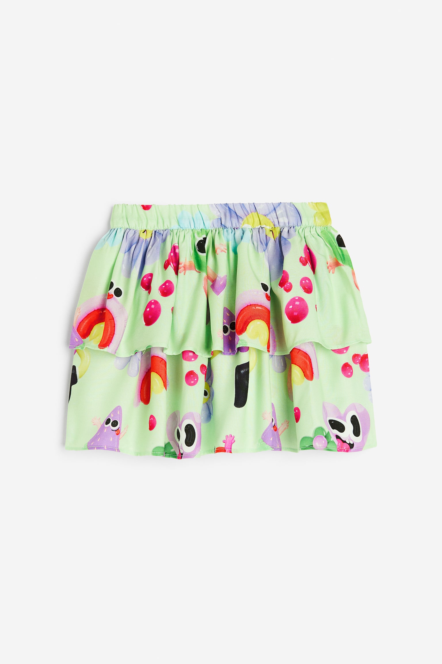 Tiered skirt - Light green/Patterned - 1