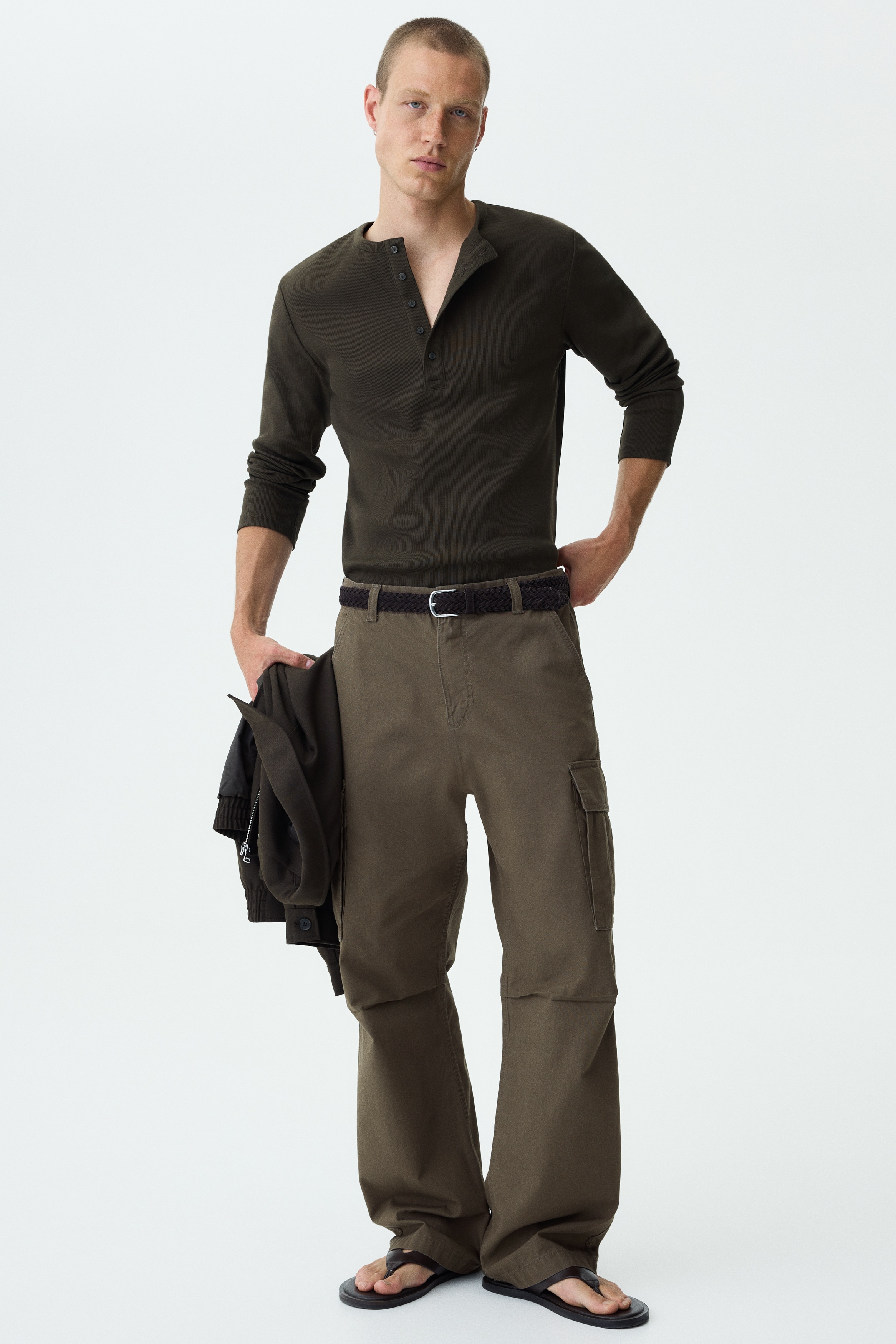 Kargo pantalone Relaxed Fit - Tamna sivosmeđa/Crna/Krem