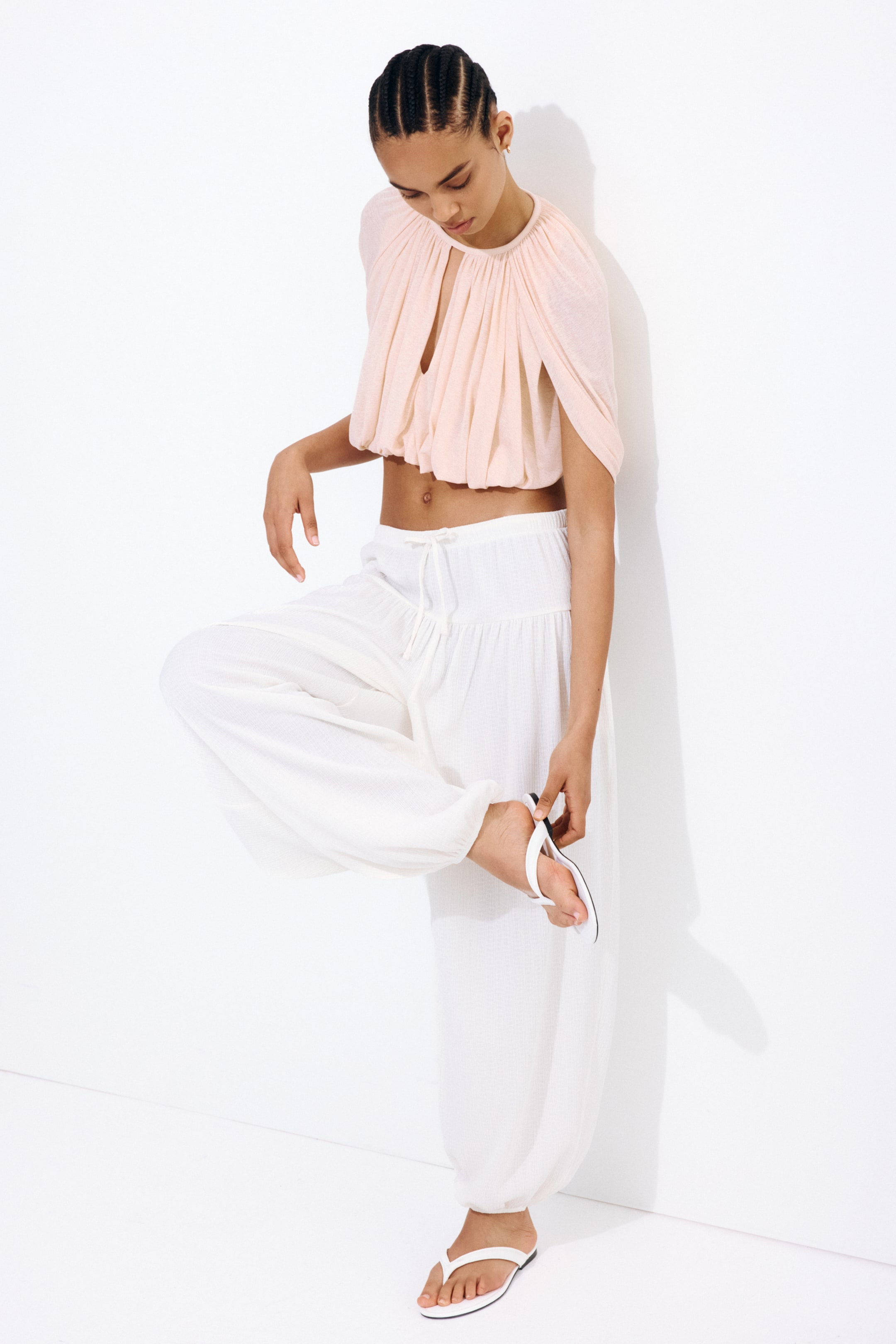 Fine-Knit Bubble-Hem Top