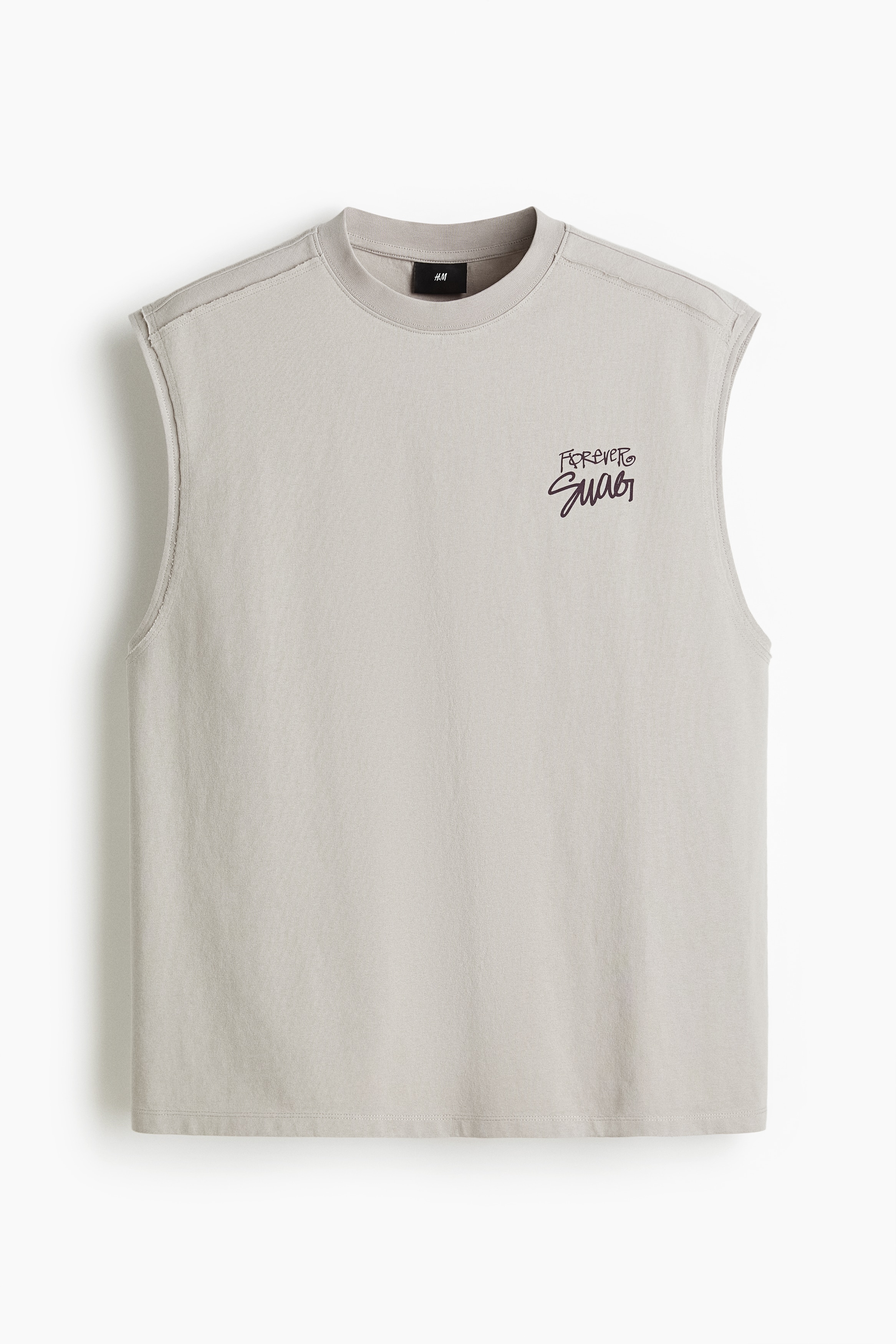 ルーズフィット プリントタンクトップ - グレー／Forever Swag