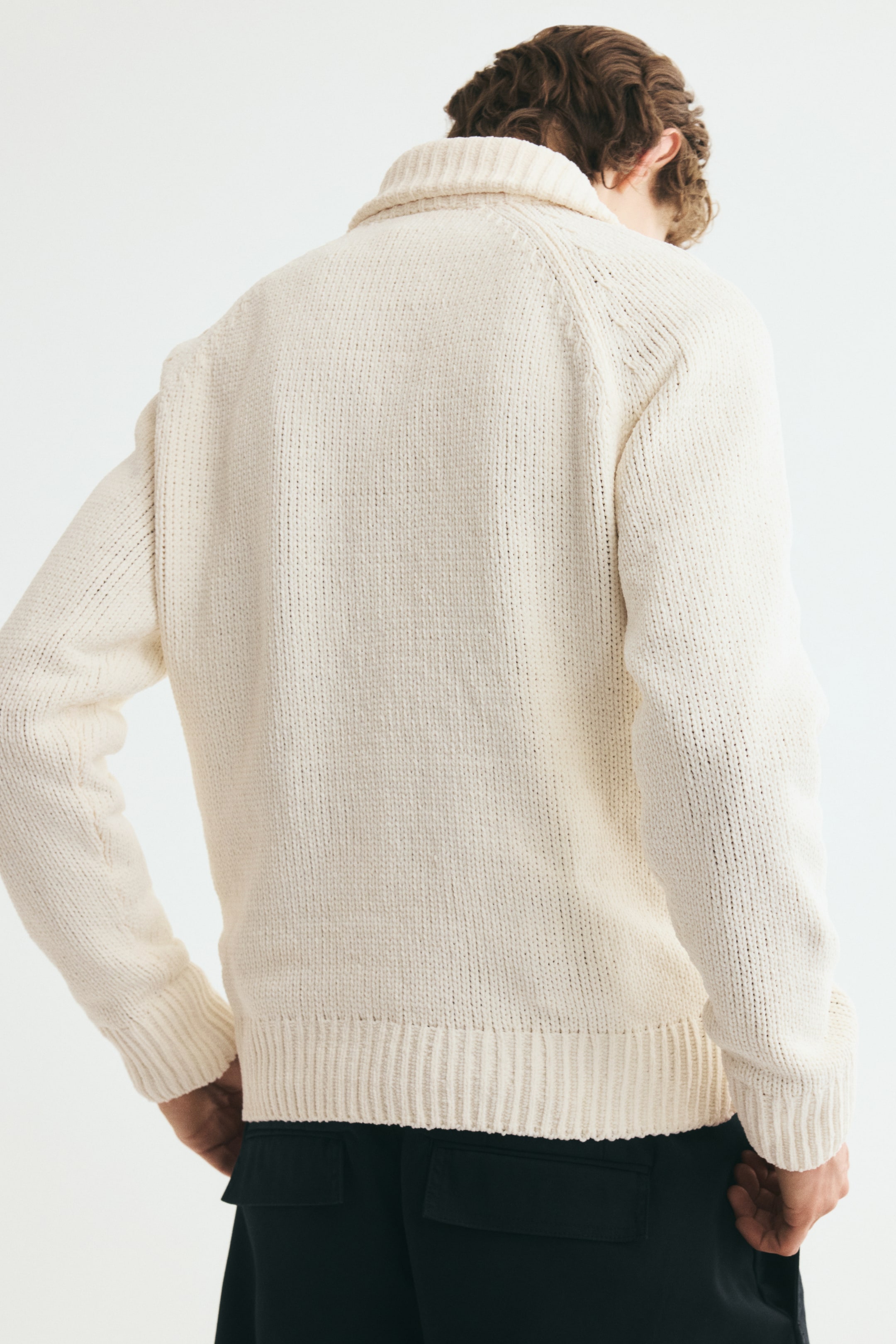 Relaxed-Fit Chenille Cardigan with Zipper