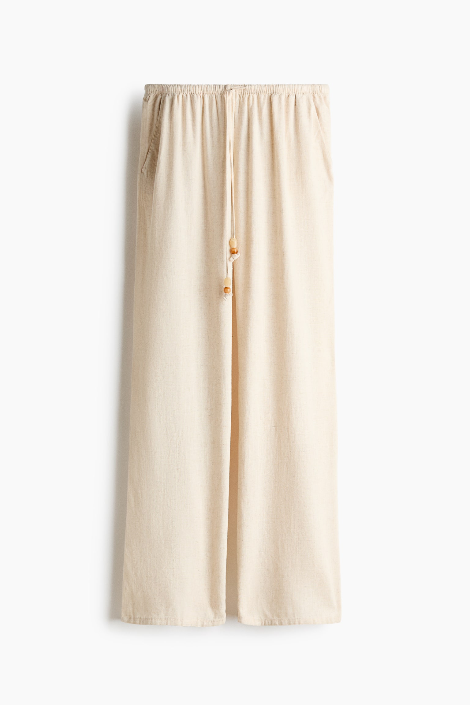Quần dài linen pha có dây rút - Màu be nhạt/Màu đỏ gỉ sắt/Màu xanh ô-liu/Màu đen - 1