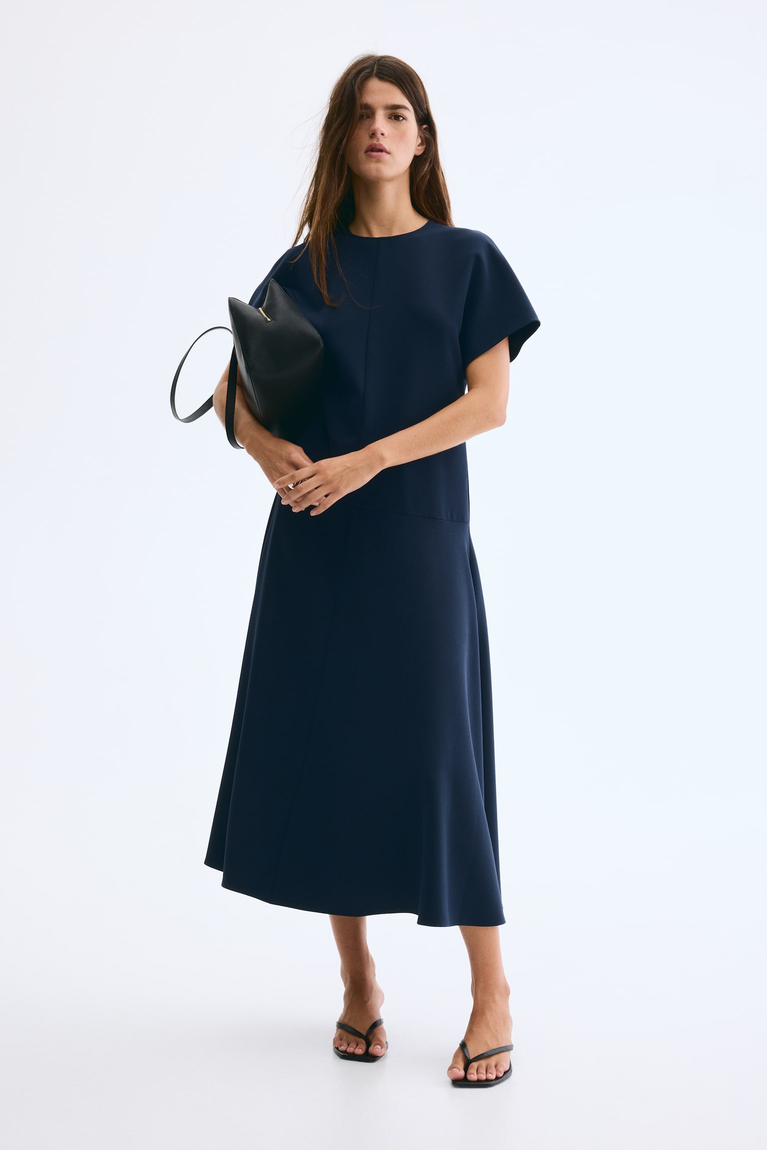 Midi dress - Navy blue/Bright red - 3