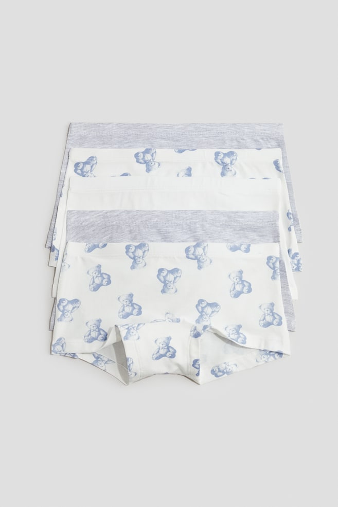 Pack de 5 bragas bóxer de algodón - Gris jaspeado/Osos de peluche/Rosa melocotón/Negro/Azul/Floral/Rosa empolvado/Floral - 1