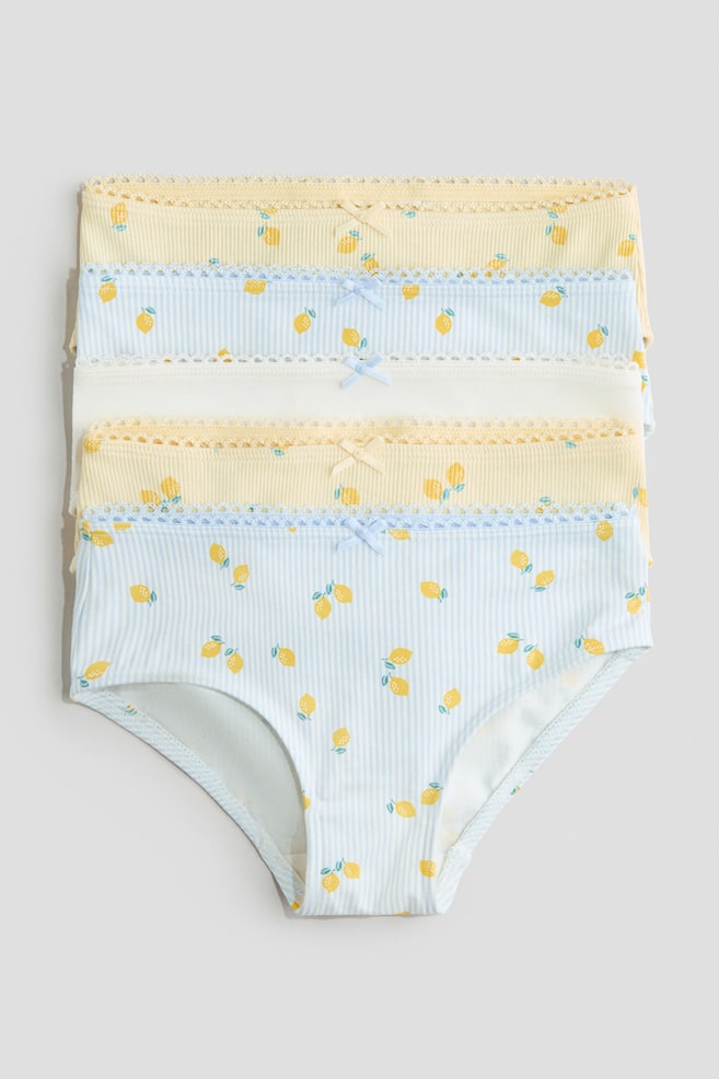 5er-Pack Baumwollslips - Hellblau gestreift/Zitronen/Cremefarben/Kirschen/Cremefarben/Geblümt - 1