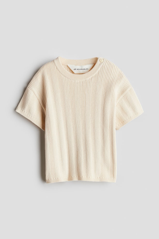 リブニットTシャツ - ベージュ - 1