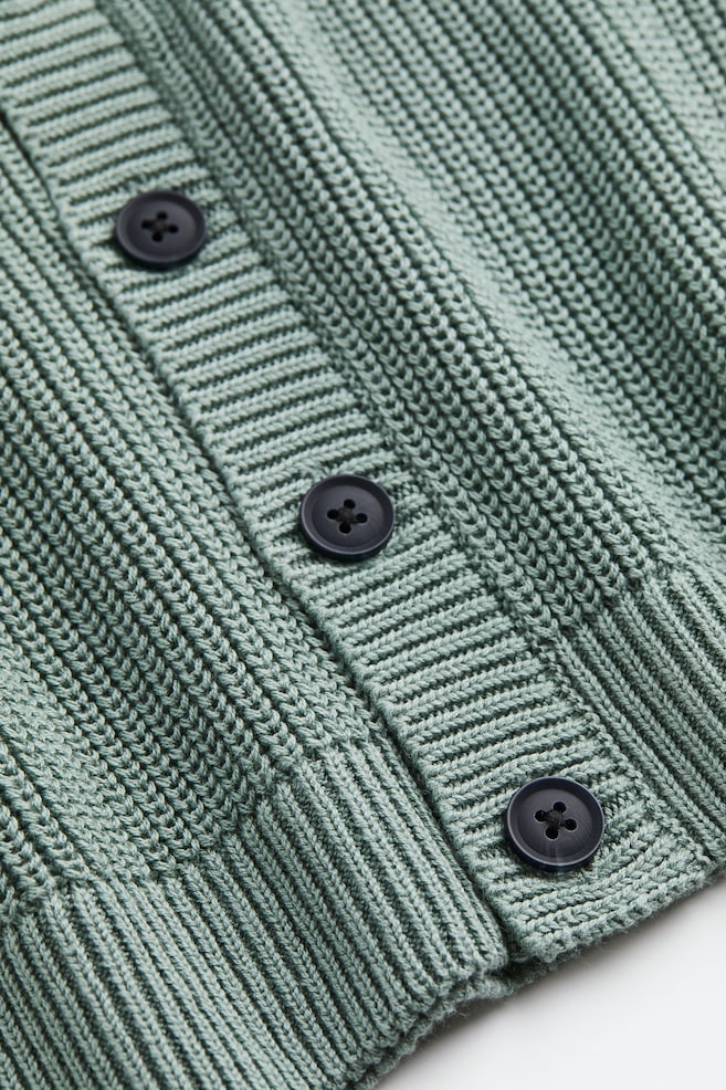 Oversized rib-knit cardigan - Mint green/Black - 4