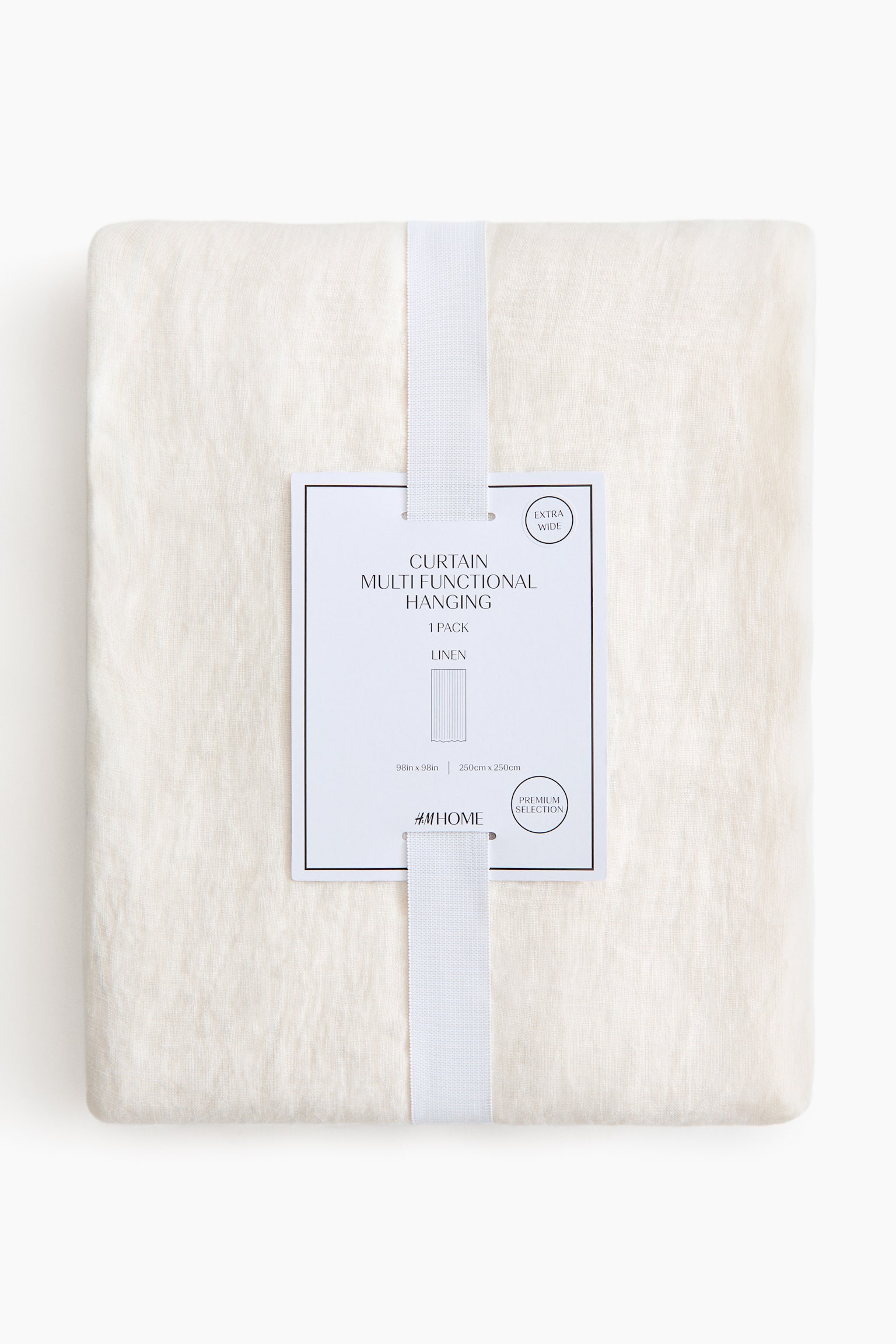 1-pack wide linen curtain length - White/Mole - 4