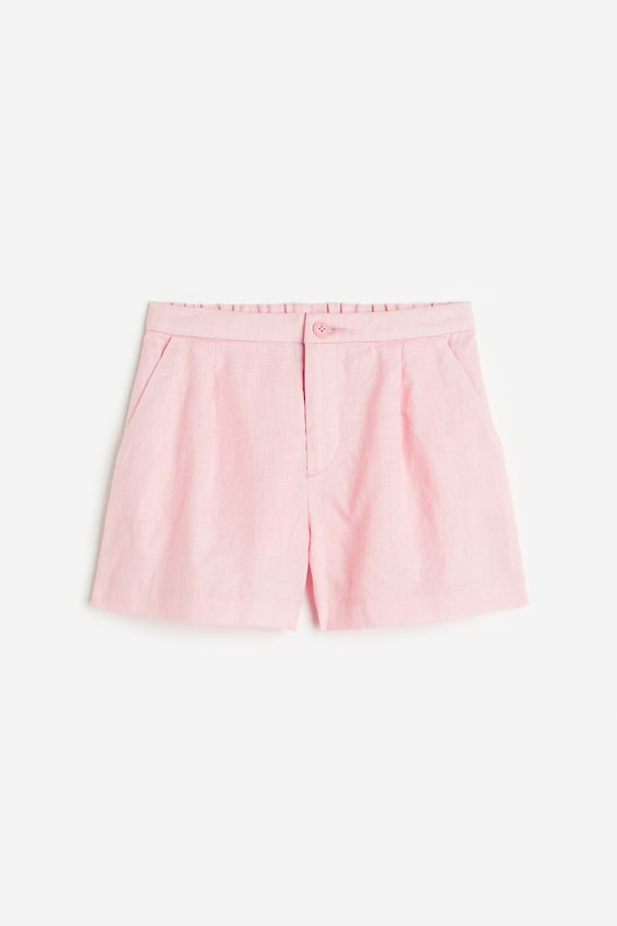 Linen Shorts - High waist - Short - Light pink - Kids | H&M US