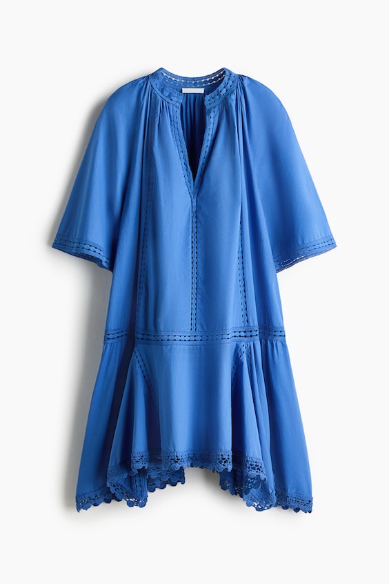 Женские платья H&M Lace-Inset Cotton Dress