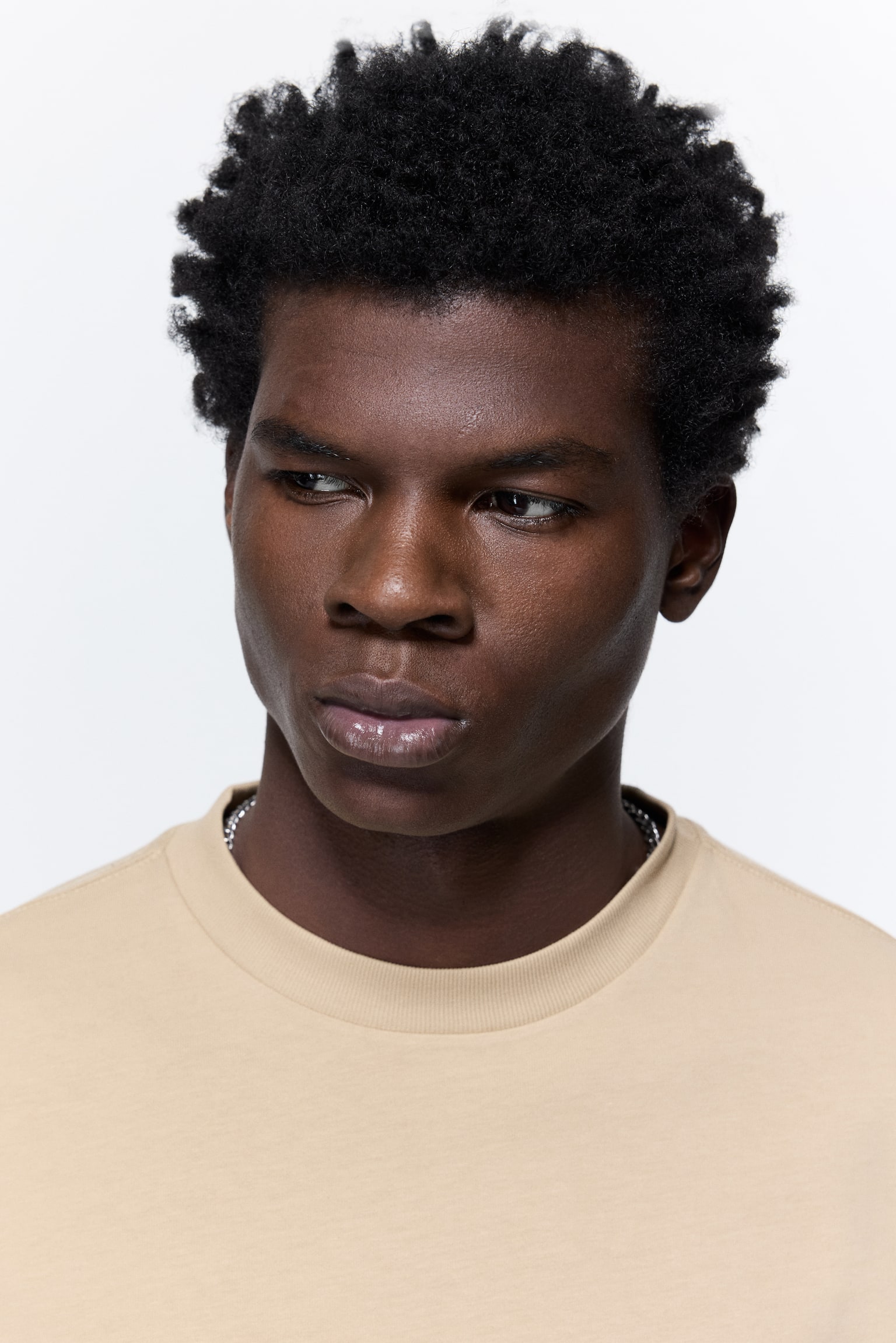 טישירט כותנה Oversized Fit - בז'/כחול/אפור בהיר/לבן/שחור - 3