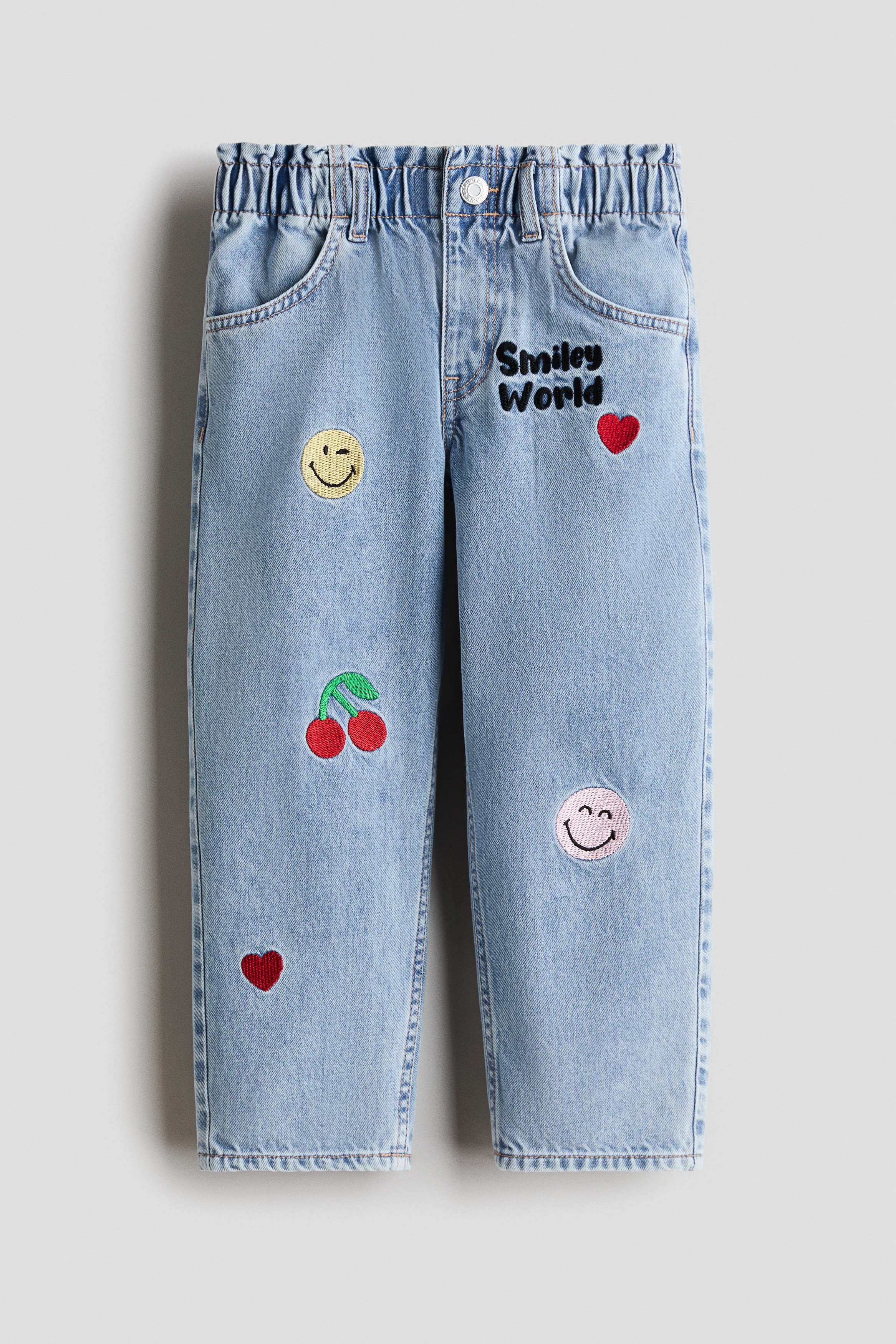 Denim blue/SmileyWorld® Loose Fit Tapered Jeans for kids | H&M GB