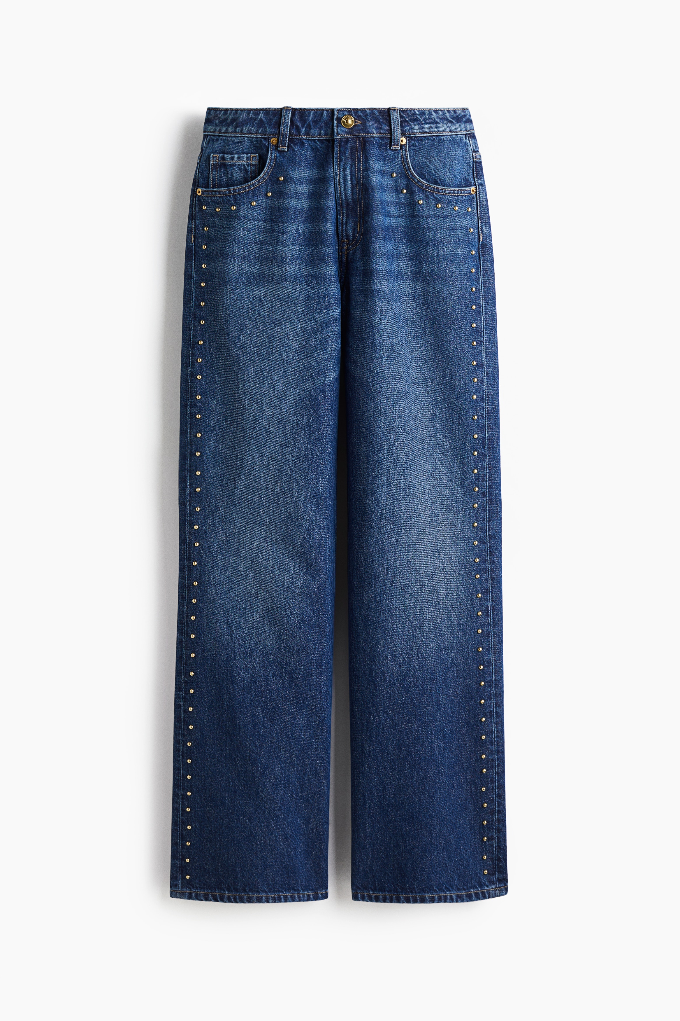 Jean clouté Wide High - Bleu denim foncé