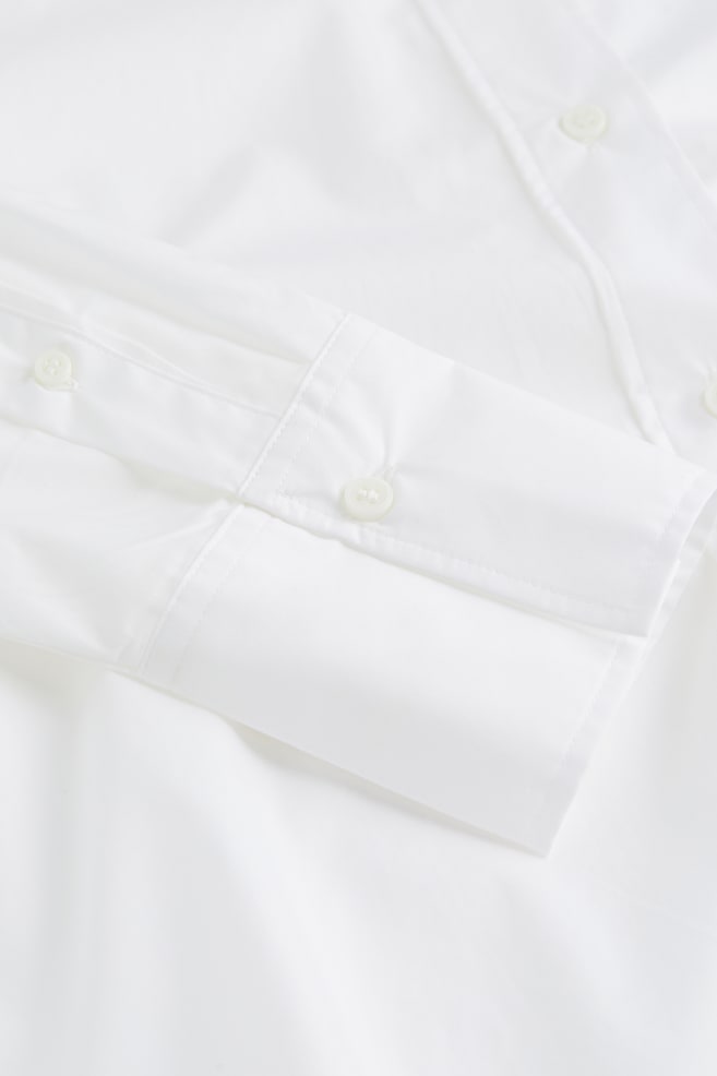 Oversized cotton shirt - White/Black - 2