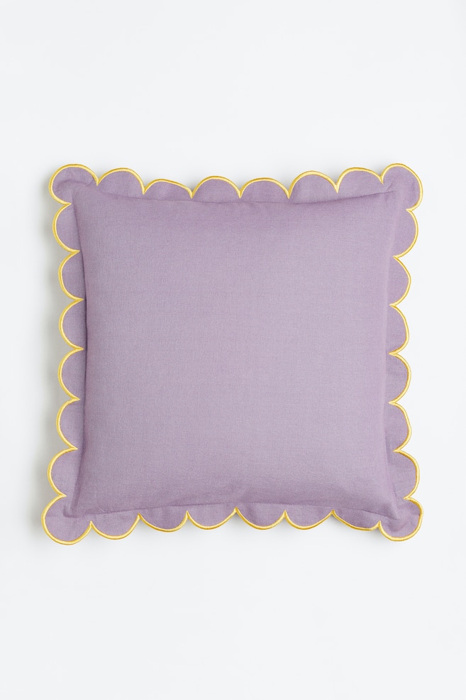 Linen-blend cushion cover - Purple/Yellow/Beige - 1