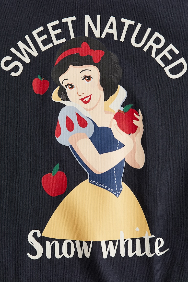 Motif-detail cotton top Navy blue/Snow White Kids H&M GB