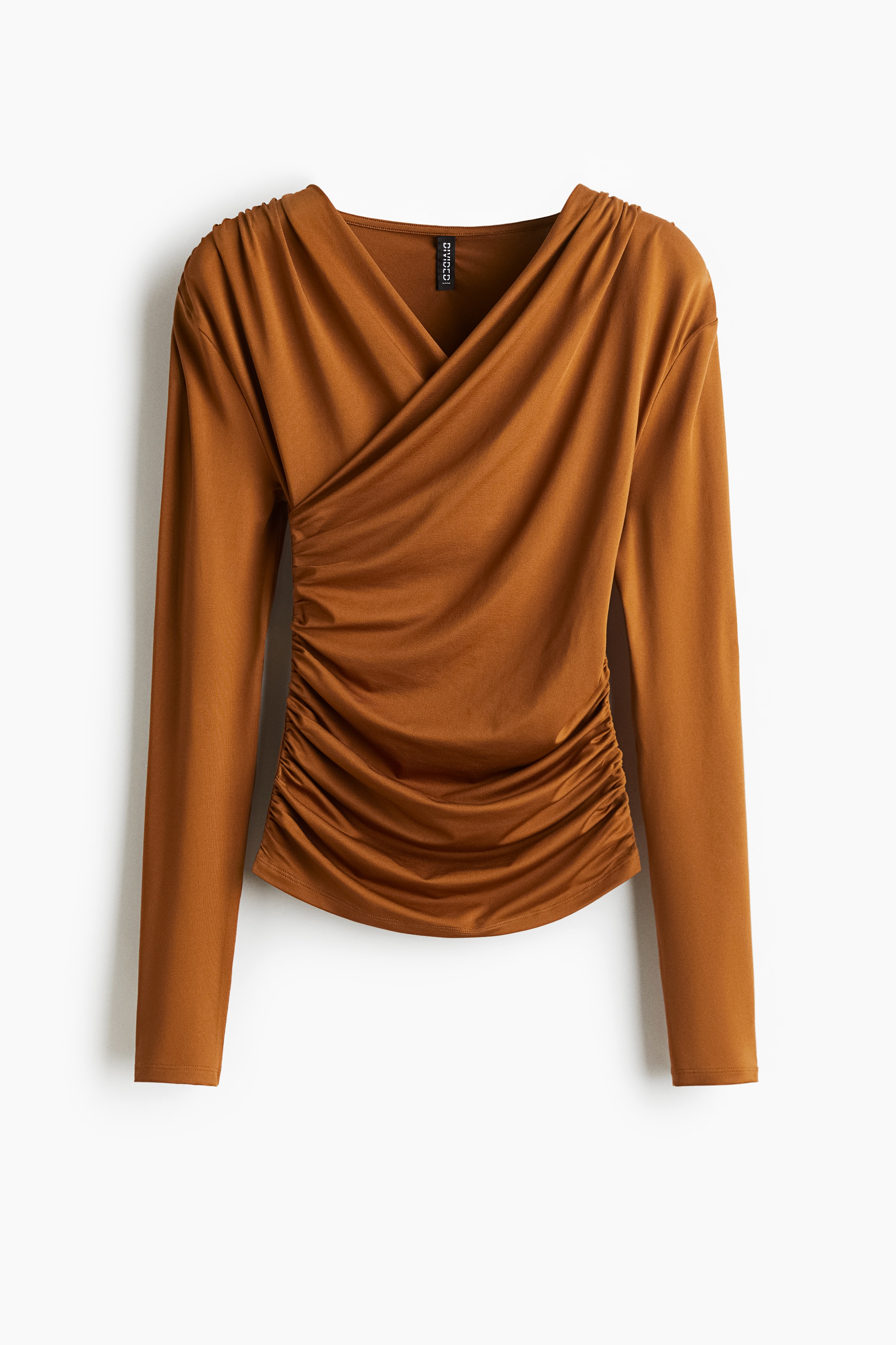 Haut en jersey à effet drapé - Brun/Noir/Rouge