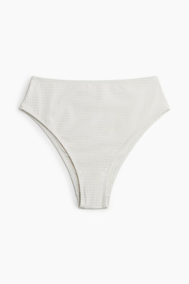 High Waist Cheeky Bikini Bottoms - White/Dark purple/Powder pink/paisley - 1