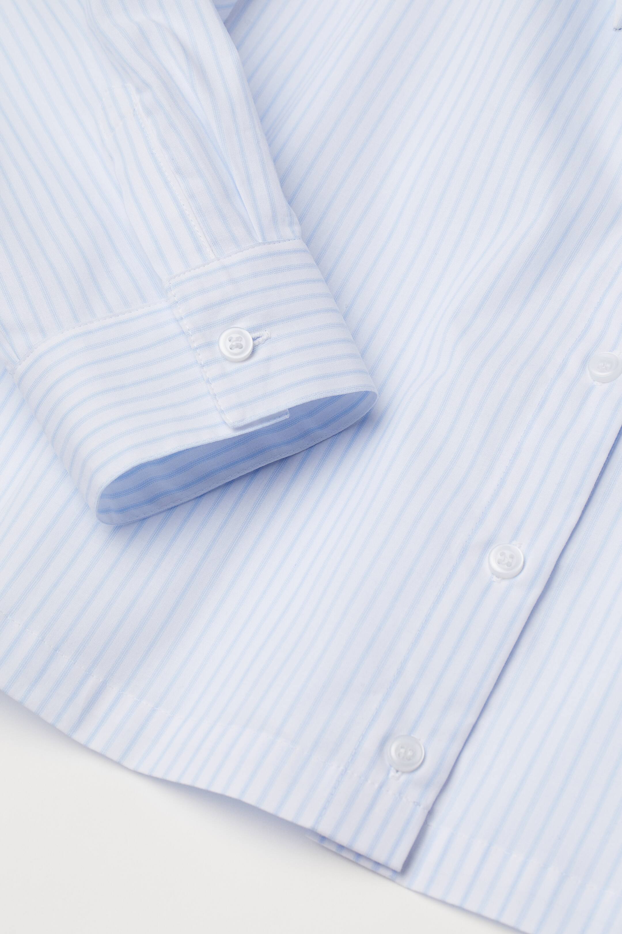 View larger image: Cropped cotton shirt - Light blue/White striped - Ladies | H&M IN 2