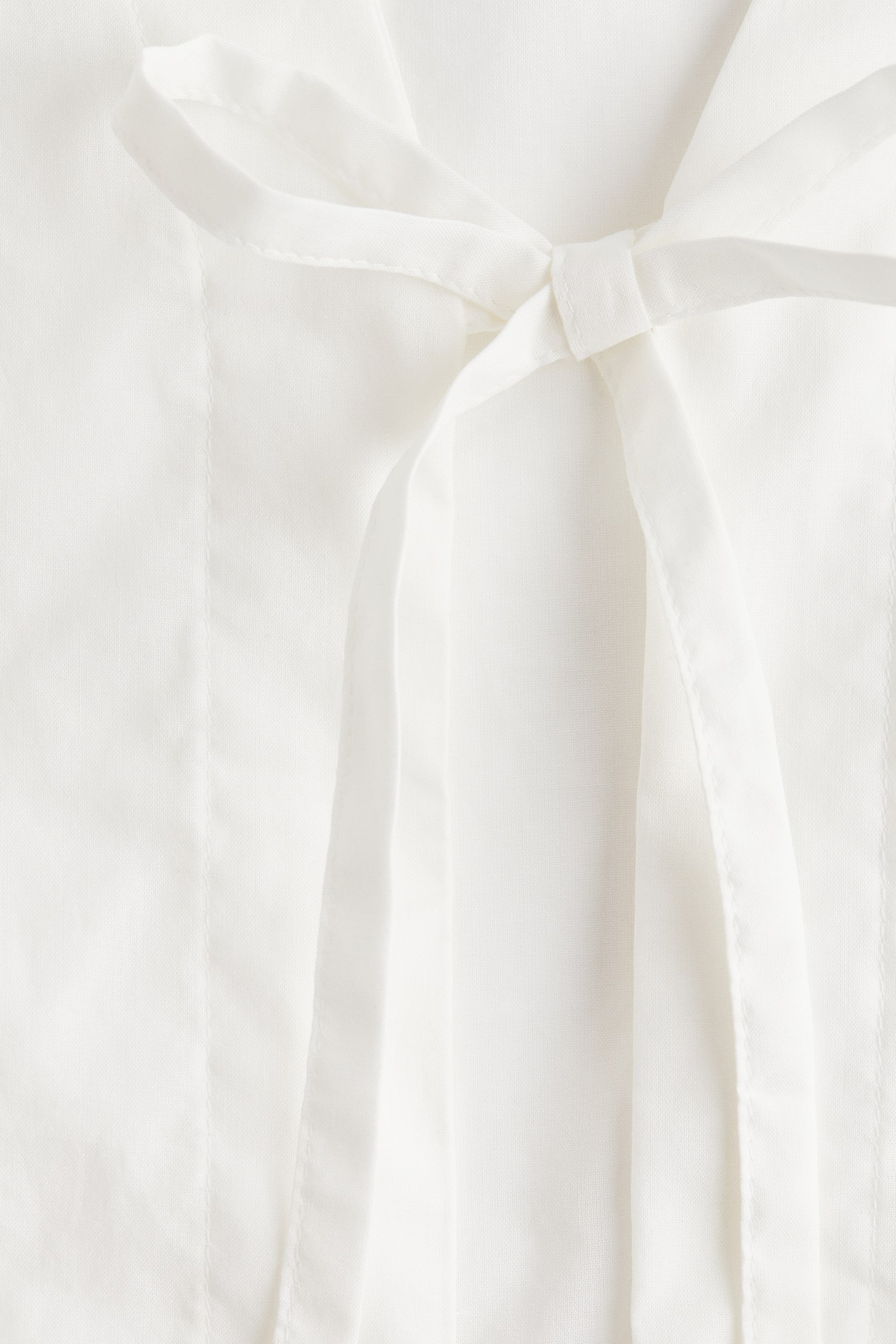 Áo kiểu cotton buộc dây phía trước - Màu trắng/Màu hồng nhạt/Kẻ - 6