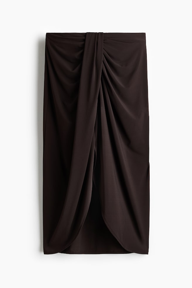 Draped Jersey Skirt - Dark brown/Dark dusty pink/Dark khaki green - 1
