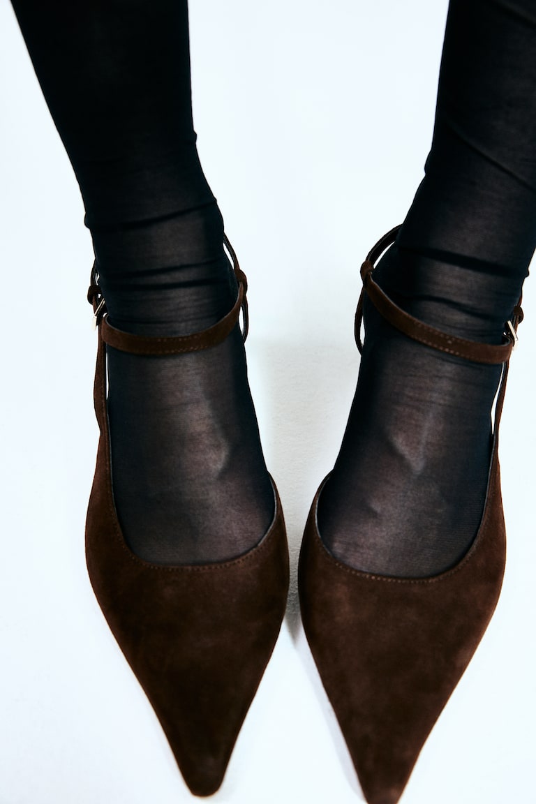 Pointed leather court shoes Dark brown Ladies H&M MY