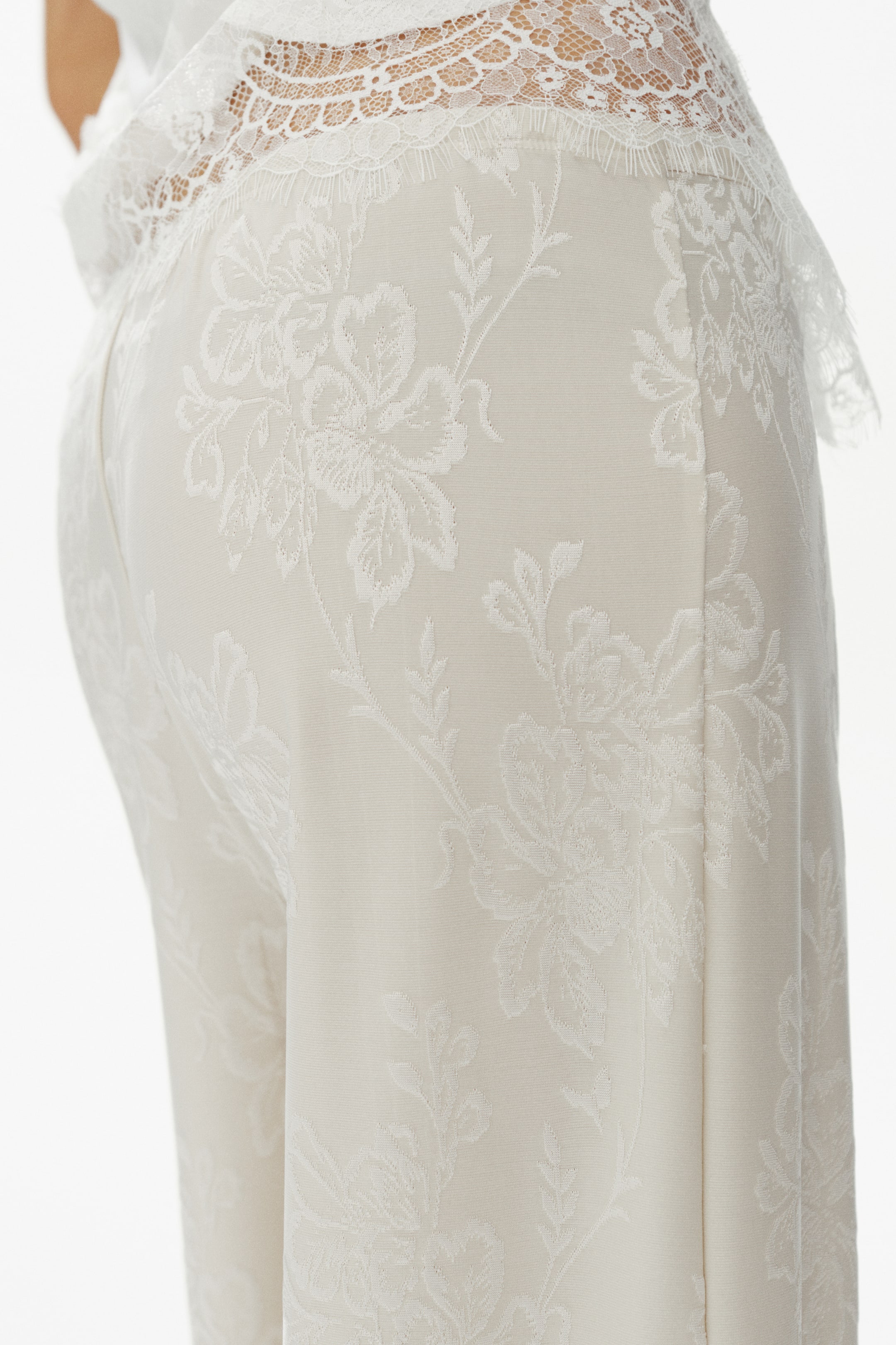 Lace-Trimmed Jacquard-Jersey Pants