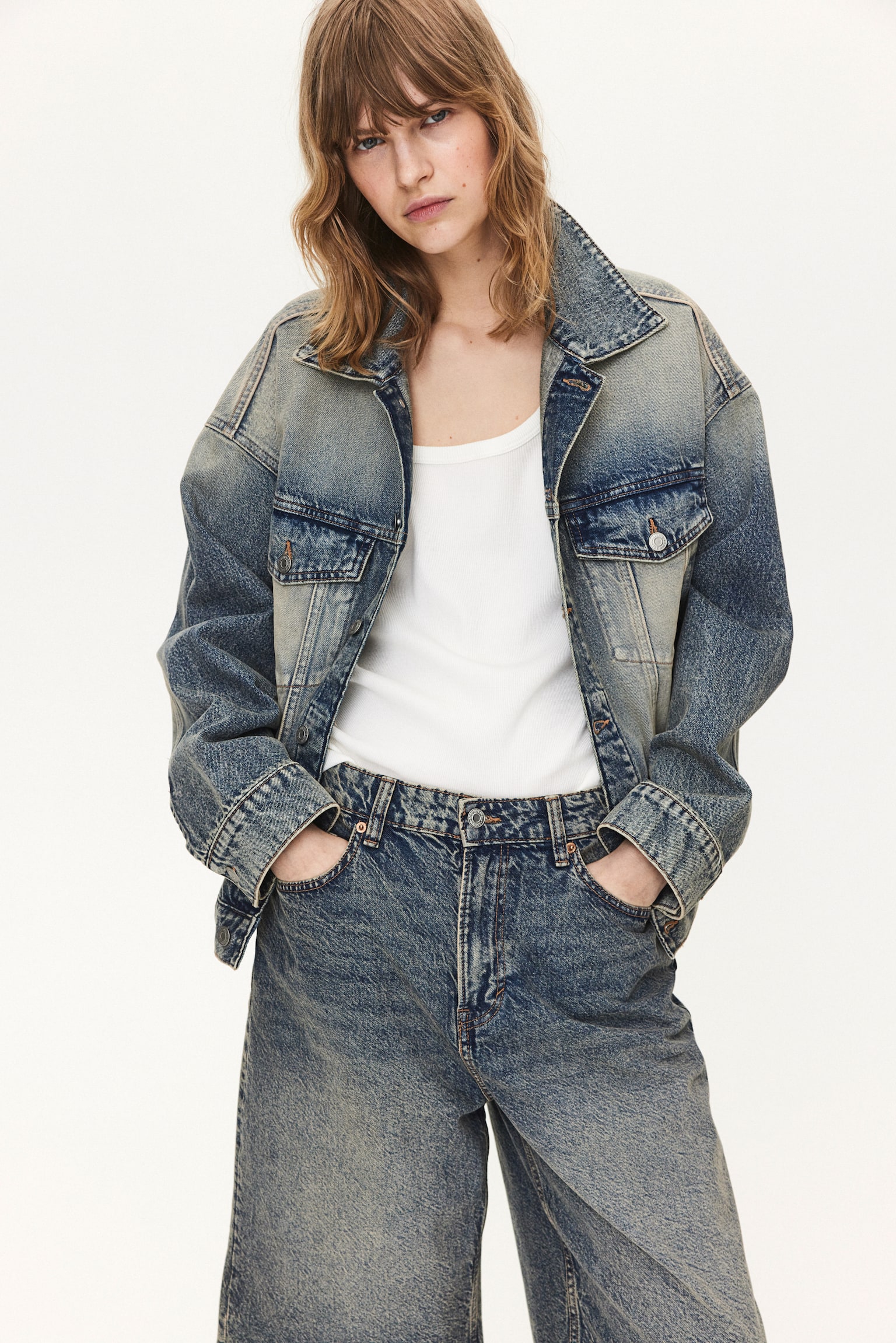 Veste oversize en denim - Bleu denim - 5