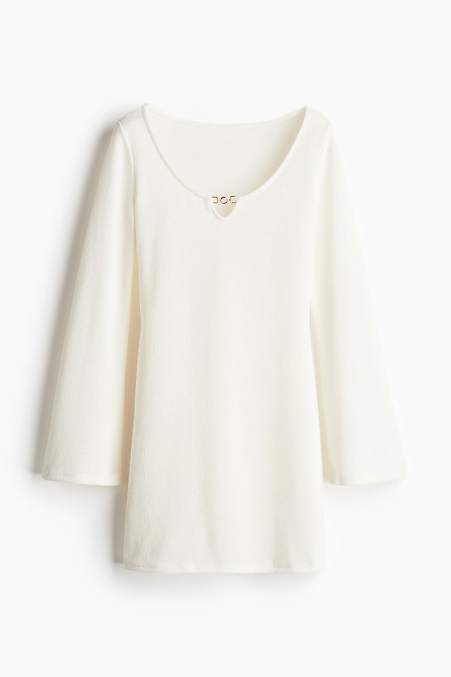 Ausgestelltes Strickkleid - Weiss - 1