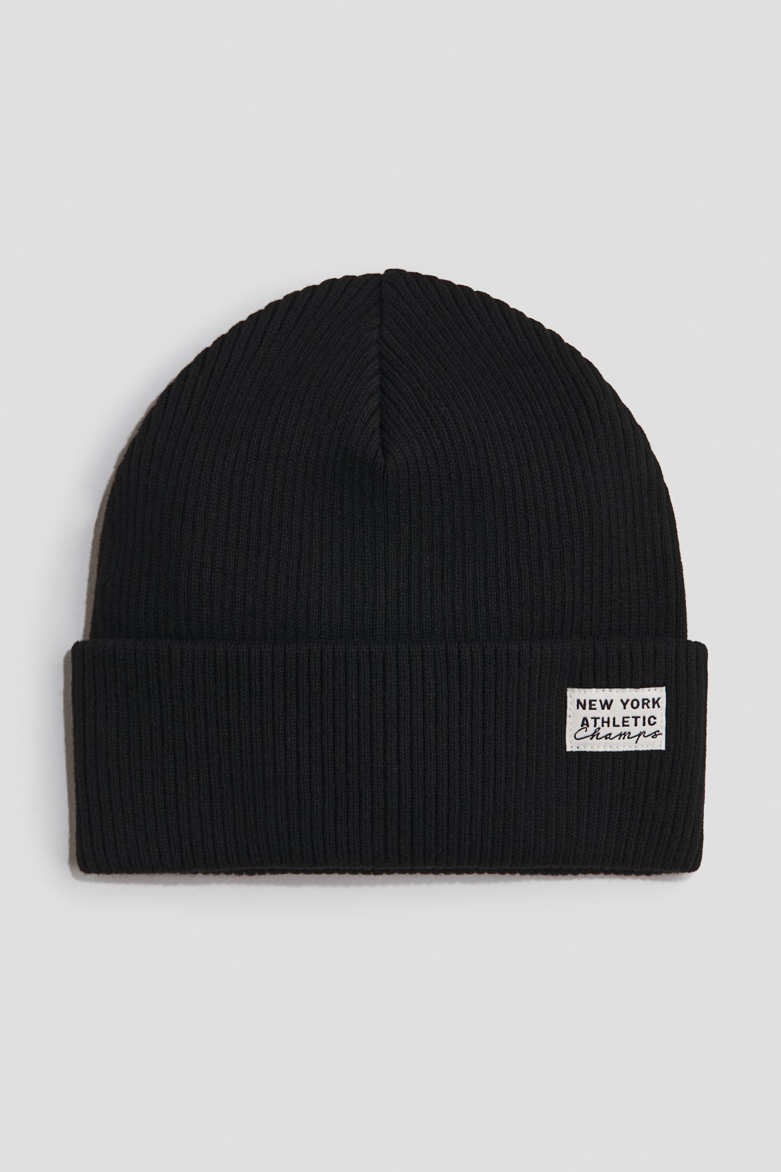 Gorro beanie en punto acanalado de algodón - Negro/New York/Azul/New York