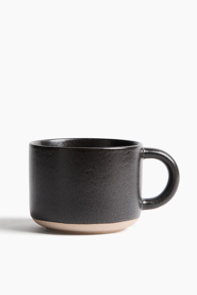 Reactive-Glaze Stoneware Mug - Black/Light beige/Beige - 1