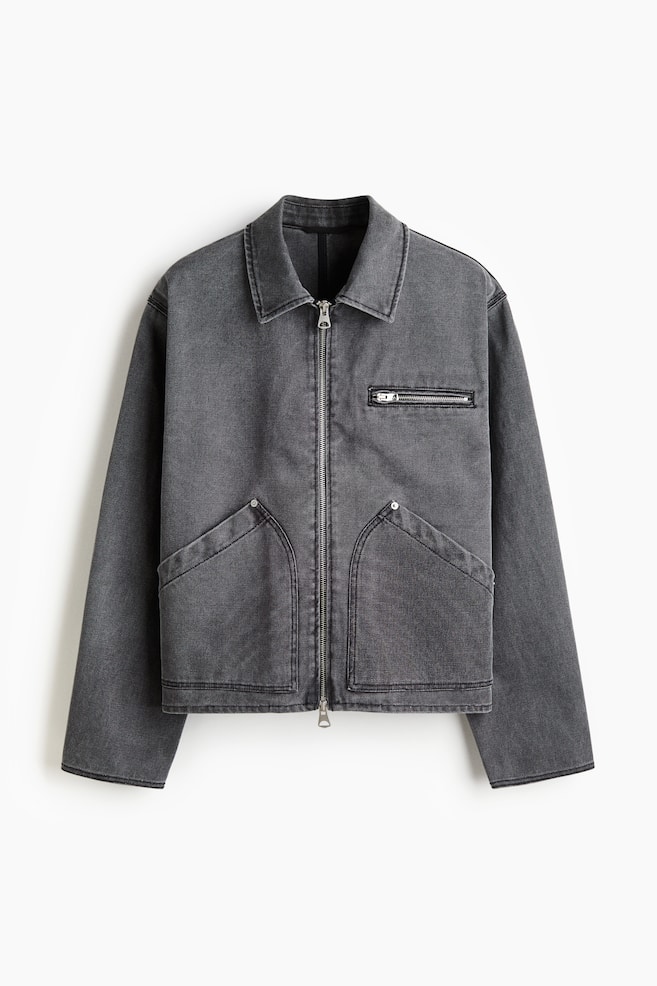 Casaco de estilo worker em lona - Preto vintage/Verde cinza - 1