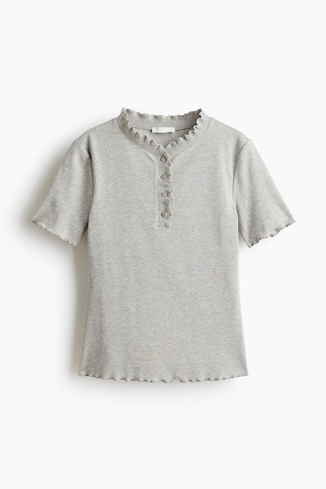 Overlocked jersey top - Graumeliert/Mattrosa - 1
