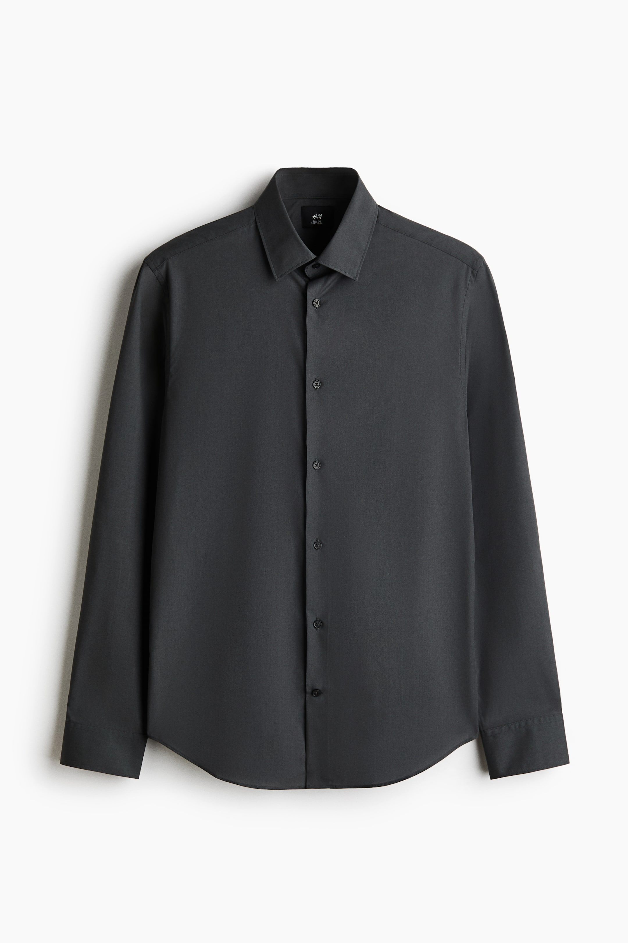 View larger image: Slim Fit Easy-iron shirt - Dark grey - Men | H&M 1