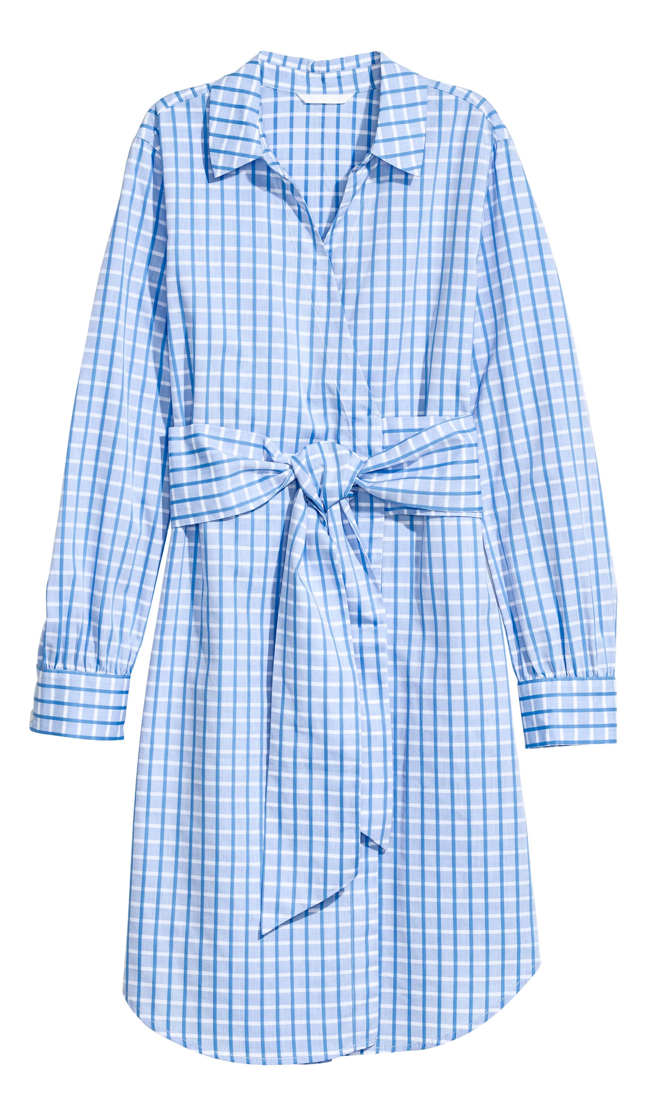 View larger image: Cotton wrap dress - Light blue/Checked - Ladies | H&M GB 1