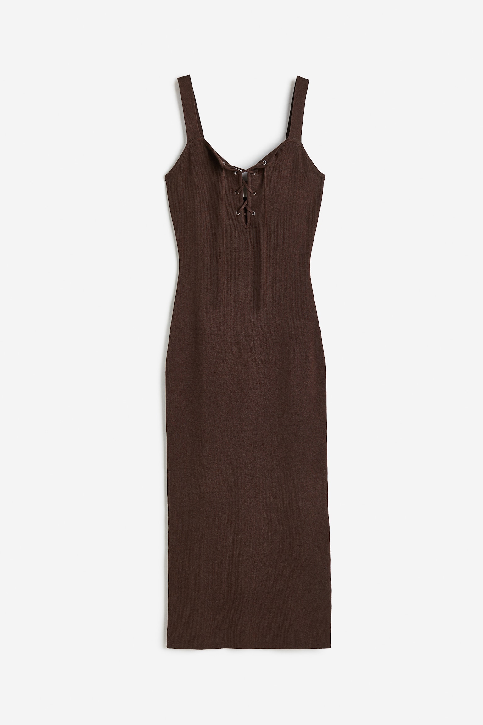 Lacing-detail dress - Dark brown - 1
