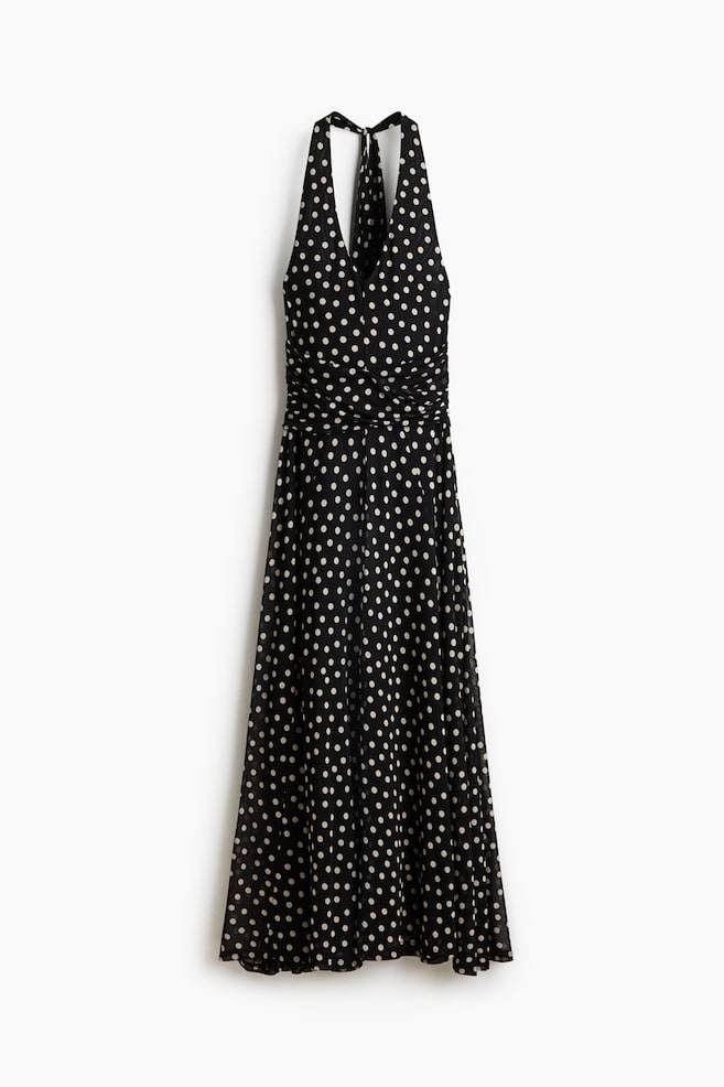 Mesh halterneck dress - Black/Polka dot - 1