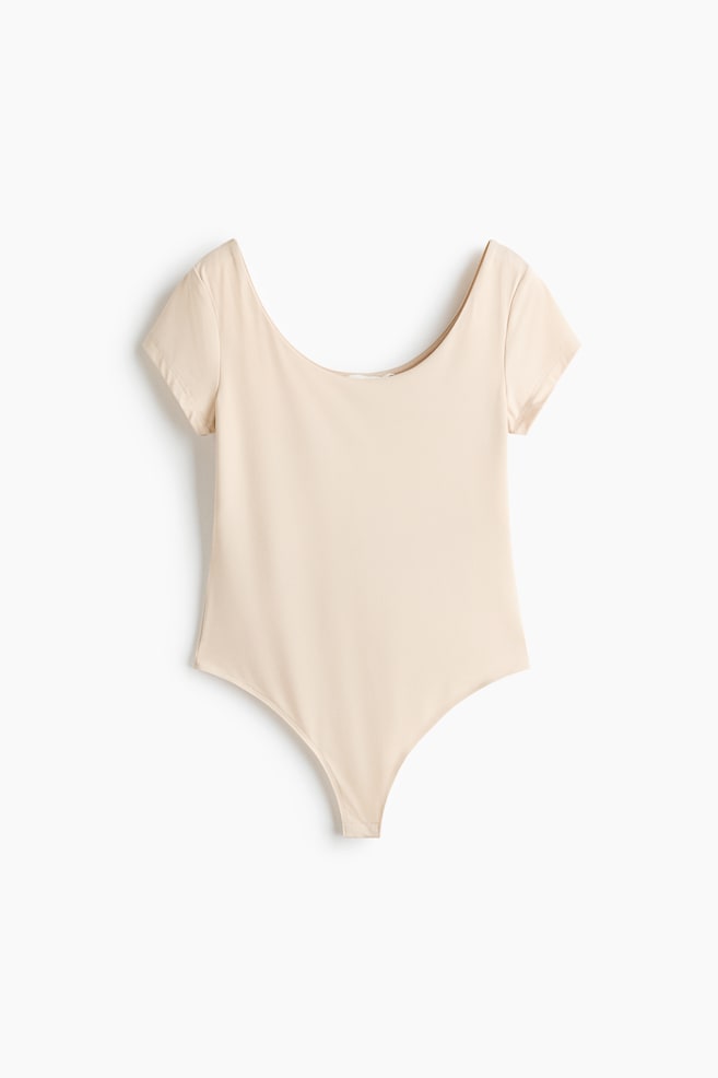 Short-Sleeved Jersey Bodysuit - Light beige/Black/Dark khaki green - 1