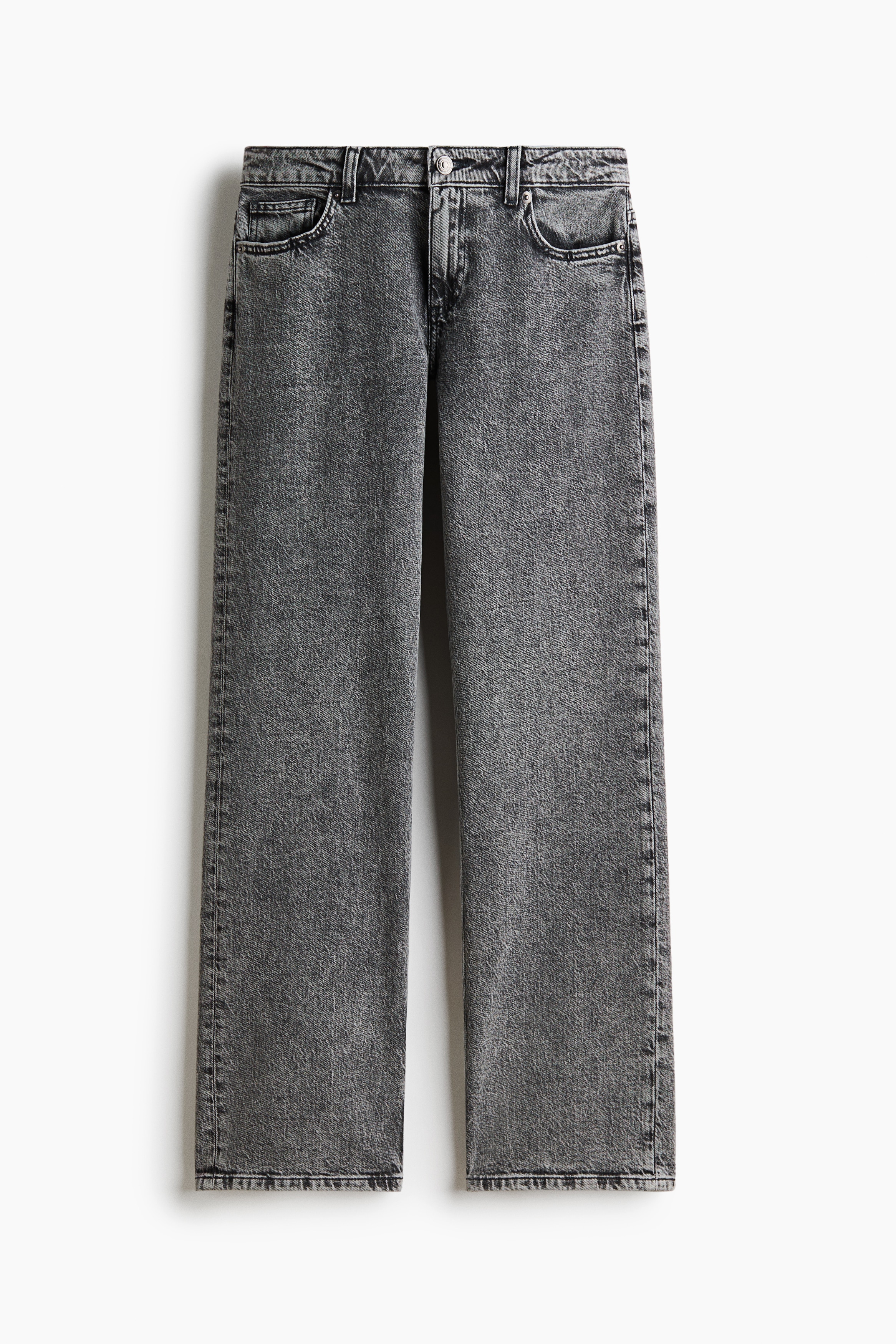 Slim Straight Regular-Waist Jeans - Dark denim gray/Dusty beige