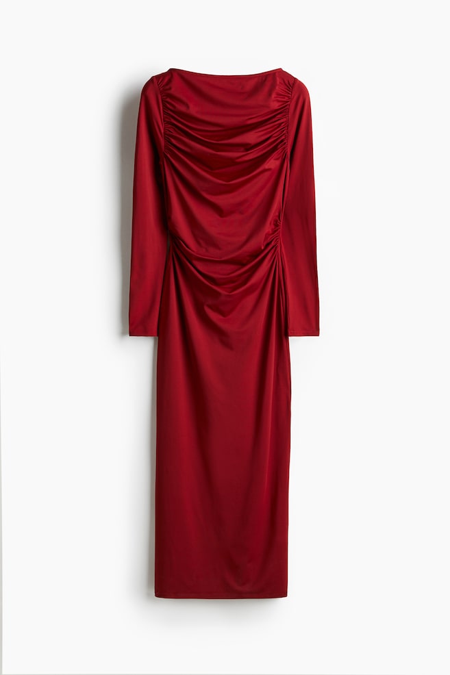 Draped bodycon dress - Dark red - 1