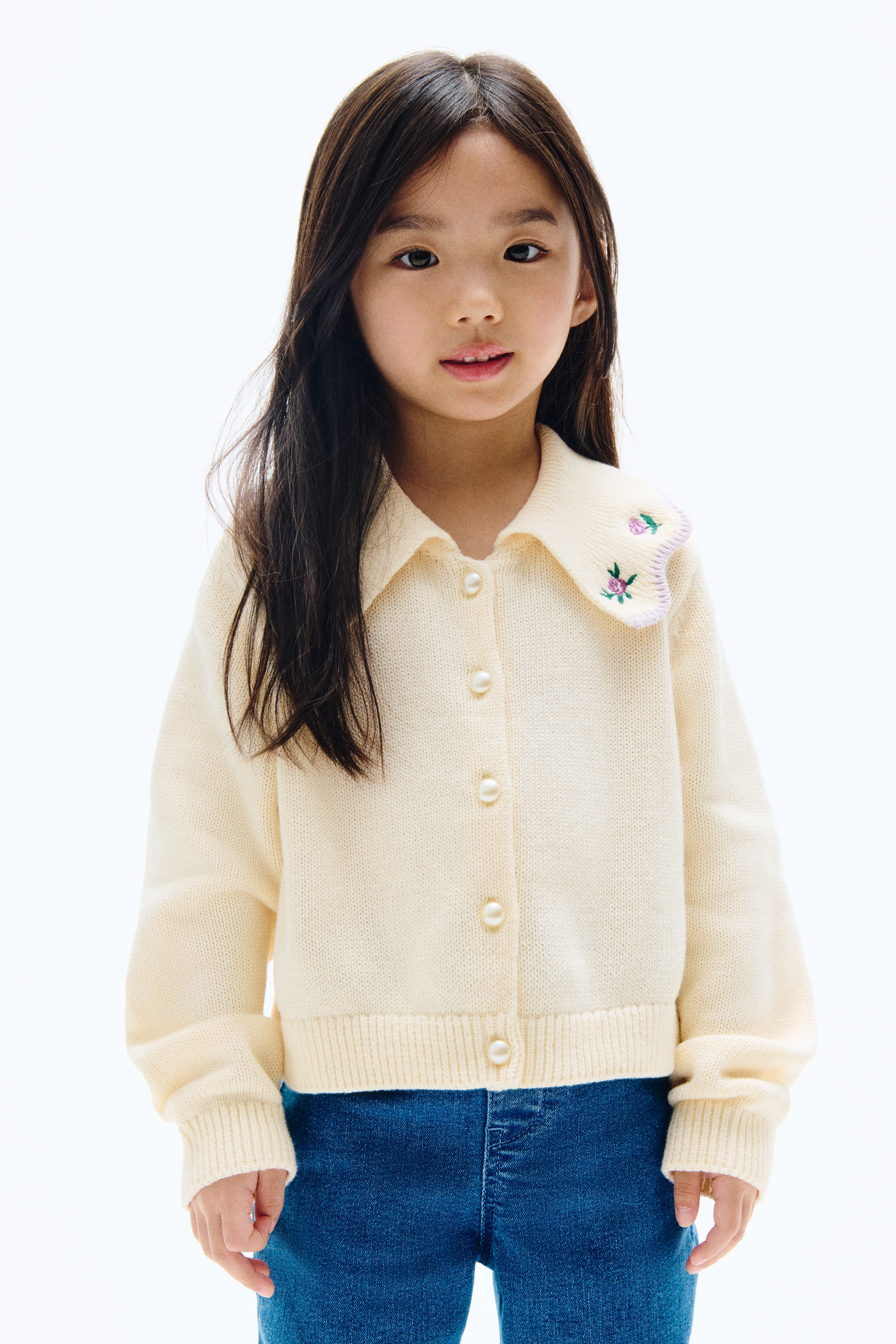 Cardigan with Collar - Cream